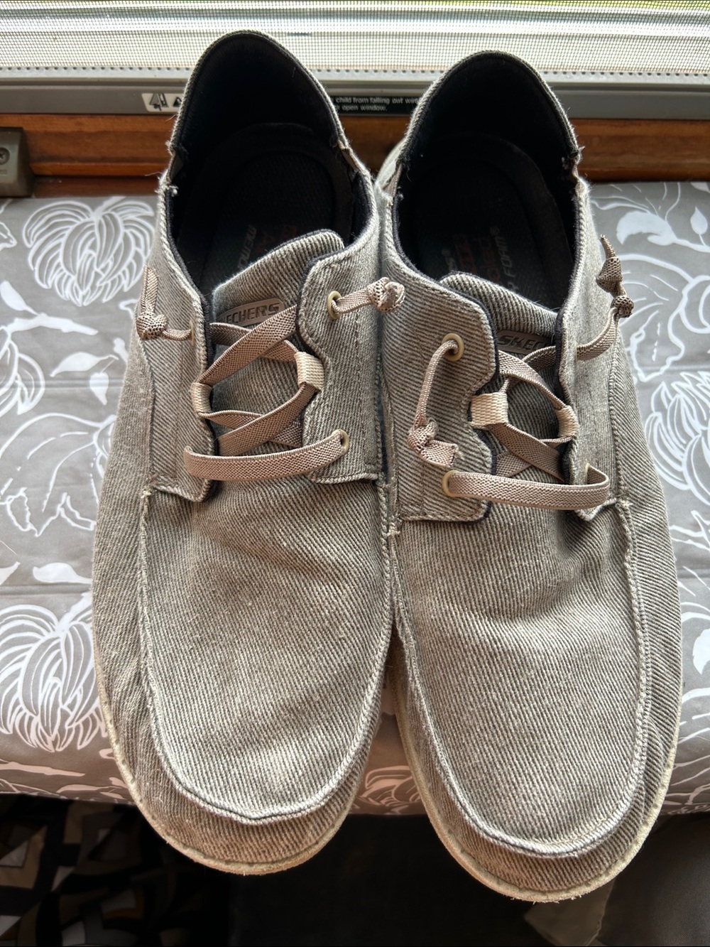 Skechers Men's Casual Slip-On Loafers in Taupe Canvas